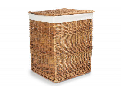 Basket, LIGHT STEAMED LARGE SQUARE LAUNDRY BASKET with WHITE LINING