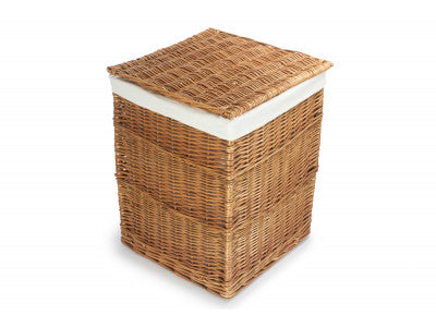 Basket, LIGHT STEAMED LARGE SQUARE LAUNDRY BASKET with WHITE LINING