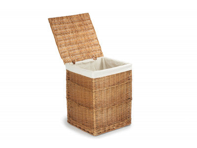 Basket, LIGHT STEAMED LARGE SQUARE LAUNDRY BASKET with WHITE LINING