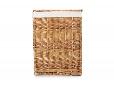 Basket, LIGHT STEAMED LARGE SQUARE LAUNDRY BASKET with WHITE LINING