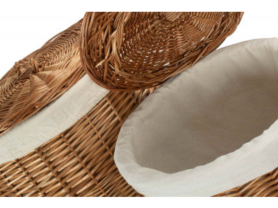 Basket, LIGHT STEAMED ROUND LINEN BASKET with WHITE LINING SET 2 