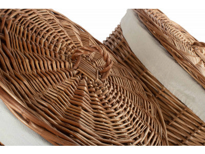 Basket, LIGHT STEAMED ROUND LINEN BASKET with WHITE LINING SET 2 