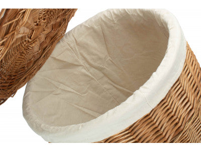 Basket, LARGE LIGHT STEAMED ROUND LINEN BASKET with WHITE LINING