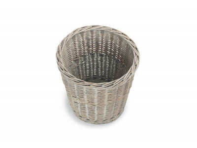 Basket, GREY WASH ROUND BIN 30 x 30cm