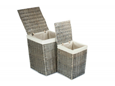 Basket, Set of 2 SQUARE LAUNDRY BASKET with WHITE LINING 