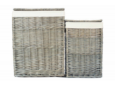 Basket, Set of 2 SQUARE LAUNDRY BASKET with WHITE LINING 