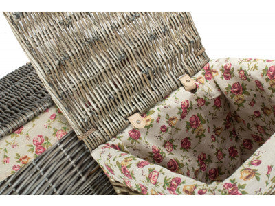 Basket, Set of 2 SQUARE LAUNDRY BASKET with GARDEN ROSE LINING 