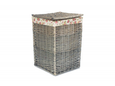 Basket, SMALL SQUARE LAUNDRY BASKET with GARDEN ROSE LINING