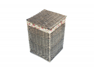Basket, SMALL SQUARE LAUNDRY BASKET with GARDEN ROSE LINING