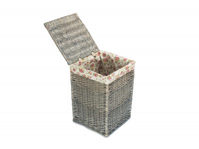 Basket, SMALL SQUARE LAUNDRY BASKET with GARDEN ROSE LINING