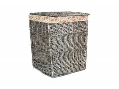 Basket, LARGE SQUARE LAUNDRY BASKET with GARDEN ROSE LINING