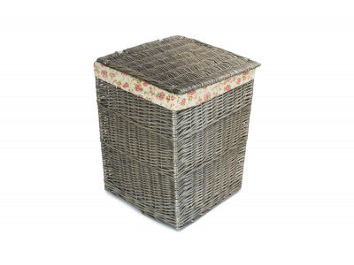 Basket, LARGE SQUARE LAUNDRY BASKET with GARDEN ROSE LINING