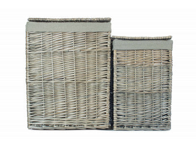 Basket, Set of 2 SQUARE LAUNDRY BASKET with GREY SAGE LINING 