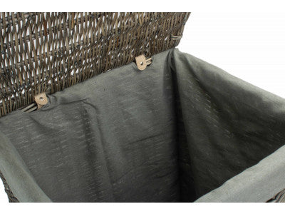 Basket, LARGE SQUARE LAUNDRY BASKET with GREY SAGE LINING