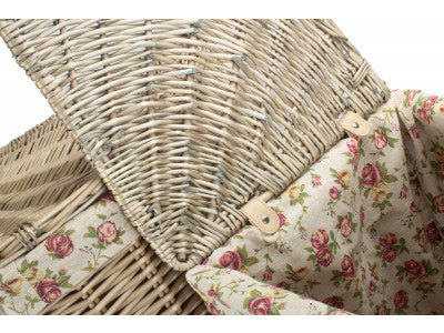 Basket, Set of 2 ANTIQUE WASH CORNER LAUNDRY BASKET with GARDEN ROSE LINING 