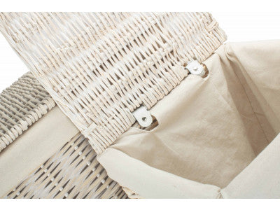 Basket, Set of 2 SQUARE WHITE WASH LAUNDRY HAMPER with WHITE LINING 