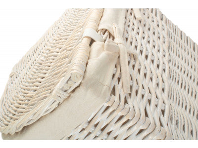 Basket, LARGE CORNER WHITE WASH LAUNDRY HAMPER with WHITE LINING