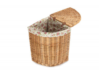 Basket, SMALL LIGHT STEAMED CORNER LINEN BASKET with GARDEN ROSE LINING