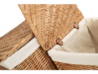 Basket, LIGHT STEAMED CORNER LINEN BASKET with WHITE LINING SET 2 