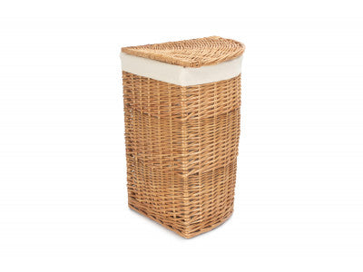 Basket, SMALL LIGHT STEAMED CORNER LINEN BASKET with WHITE LINING