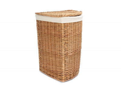 Basket, LARGE LIGHT STEAMED CORNER LINEN BASKET with WHITE LINING