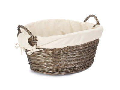 Basket, ANTIQUE FINISH WASH BASKET with WHITE LINING