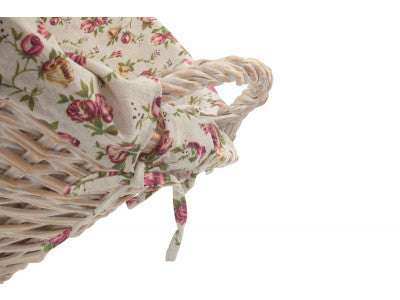 Basket, WHITE FINISH WASH BASKET with GARDEN ROSE LINING