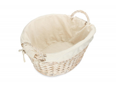 Basket, WHITE FINISH WASH BASKET with WHITE LINING