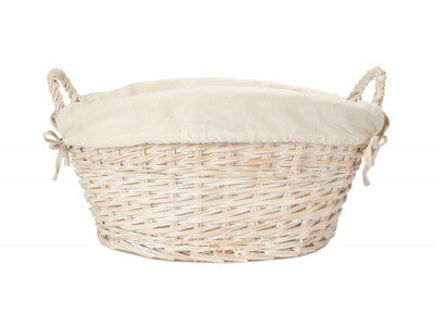 Basket, WHITE FINISH WASH BASKET with WHITE LINING