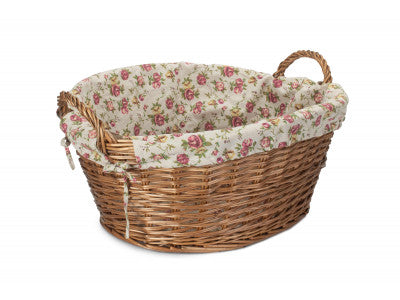 Basket, LIGHT STEAMED WASH BASKET with GARDEN ROSE LINING
