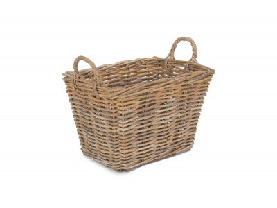 Basket, SMALL RECTANGULAR GREY RATTAN FLOOR STORAGE