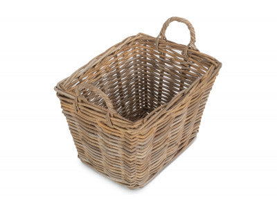 Basket, SMALL RECTANGULAR GREY RATTAN FLOOR STORAGE