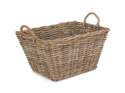 Basket, LARGE RECTANGULAR GREY RATTAN FLOOR STORAGE