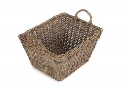 Basket, LARGE RECTANGULAR GREY RATTAN FLOOR STORAGE