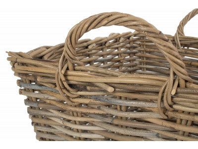 Basket, LARGE RECTANGULAR GREY RATTAN FLOOR STORAGE