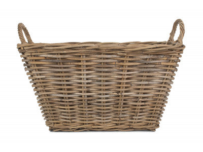 Basket, LARGE RECTANGULAR GREY RATTAN FLOOR STORAGE