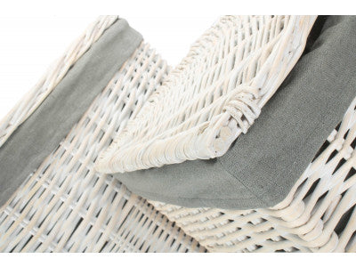 Basket, Set of 2 CORNER WHITE WASH LAUNDRY HAMPER with GREY SAGE LINING 