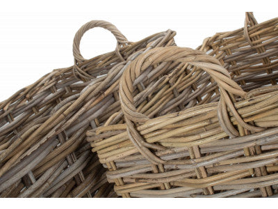 Basket, Set of 2 RECTANGULAR GREY RATTAN HALLWAY LOG BASKET 