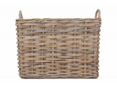 Basket, LARGE RECTANGULAR GREY RATTAN HALLWAY LOG BASKET