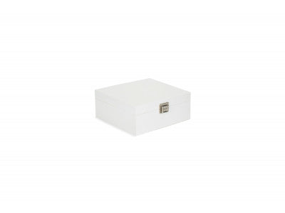 "Basket, 9" SQUARE WHITE WOODEN BOX"