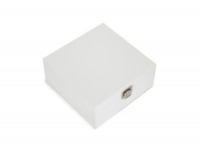 "Basket, 9" SQUARE WHITE WOODEN BOX"