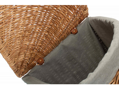 Basket, LARGE LIGHT STEAMED CORNER LINEN BASKET with GREY SAGE LINING