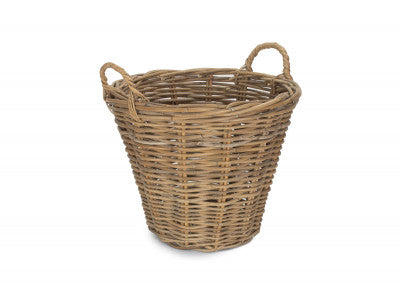 Basket, SMALL ROUND GREY RATTAN LOG BASKET