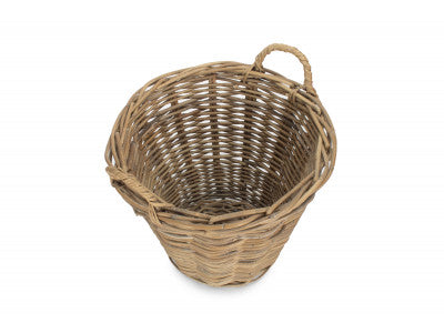 Basket, SMALL ROUND GREY RATTAN LOG BASKET