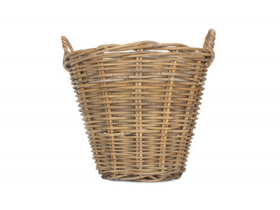 Basket, SMALL ROUND GREY RATTAN LOG BASKET
