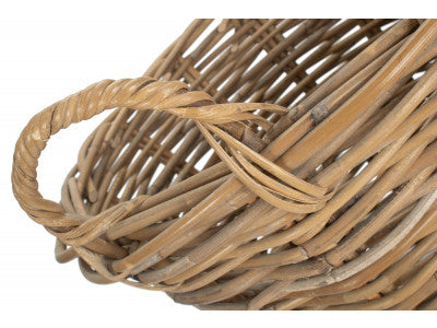 Basket, SMALL ROUND GREY RATTAN LOG BASKET