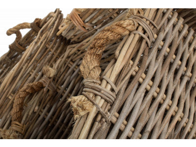 Basket, Set of 3 SQUARE GREY RATTAN LOG BASKET 