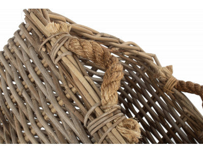 Basket, SMALL SQUARE GREY RATTAN LOG BASKET