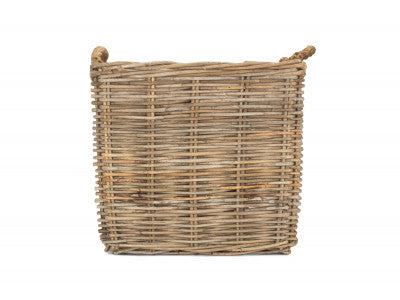 Basket, MEDIUM SQUARE GREY RATTAN LOG BASKET