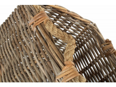 Basket, MEDIUM SQUARE GREY RATTAN LOG BASKET